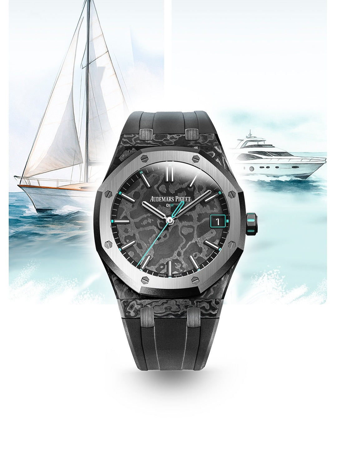 NTPT Carbon Royal Oak 15500ST DiW VOIDLINE AQUA 爱彼 皇家橡树 15500 | WORLDTIMER