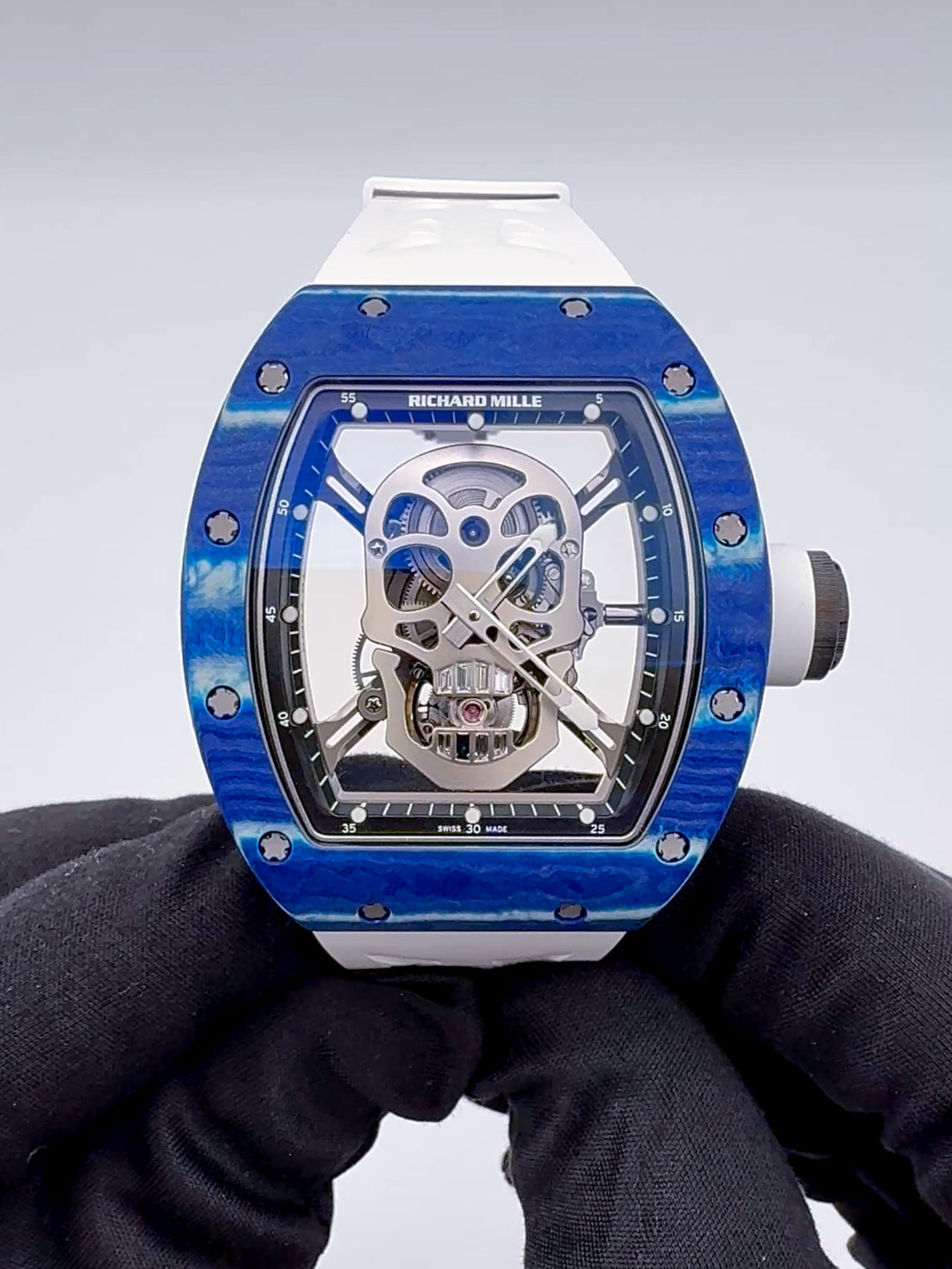 Richard Mille Skull RM 52-01 Blue Quartz TPT Tourbillon 理查德米勒骷髅头 RM 52-01 蓝色 石英纤维 陀飞轮手表 | WORLDTIMER