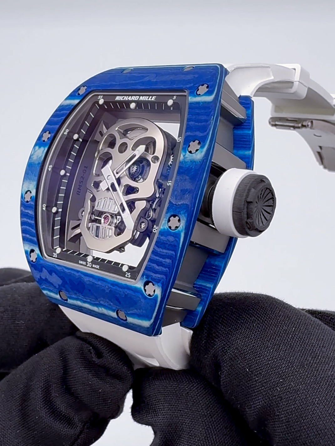 Richard Mille Skull RM 52-01 Blue Quartz TPT Tourbillon 理查德米勒骷髅头 RM 52-01 蓝色 石英纤维 陀飞轮手表 | WORLDTIMER