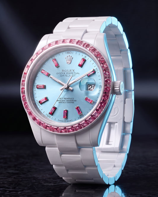 AET REMOULD MORGANITE AQUA Rolex Ceramic Datejust EPOCH 系列 白陶瓷劳力士 宝石日志型 | WORLDTIMER