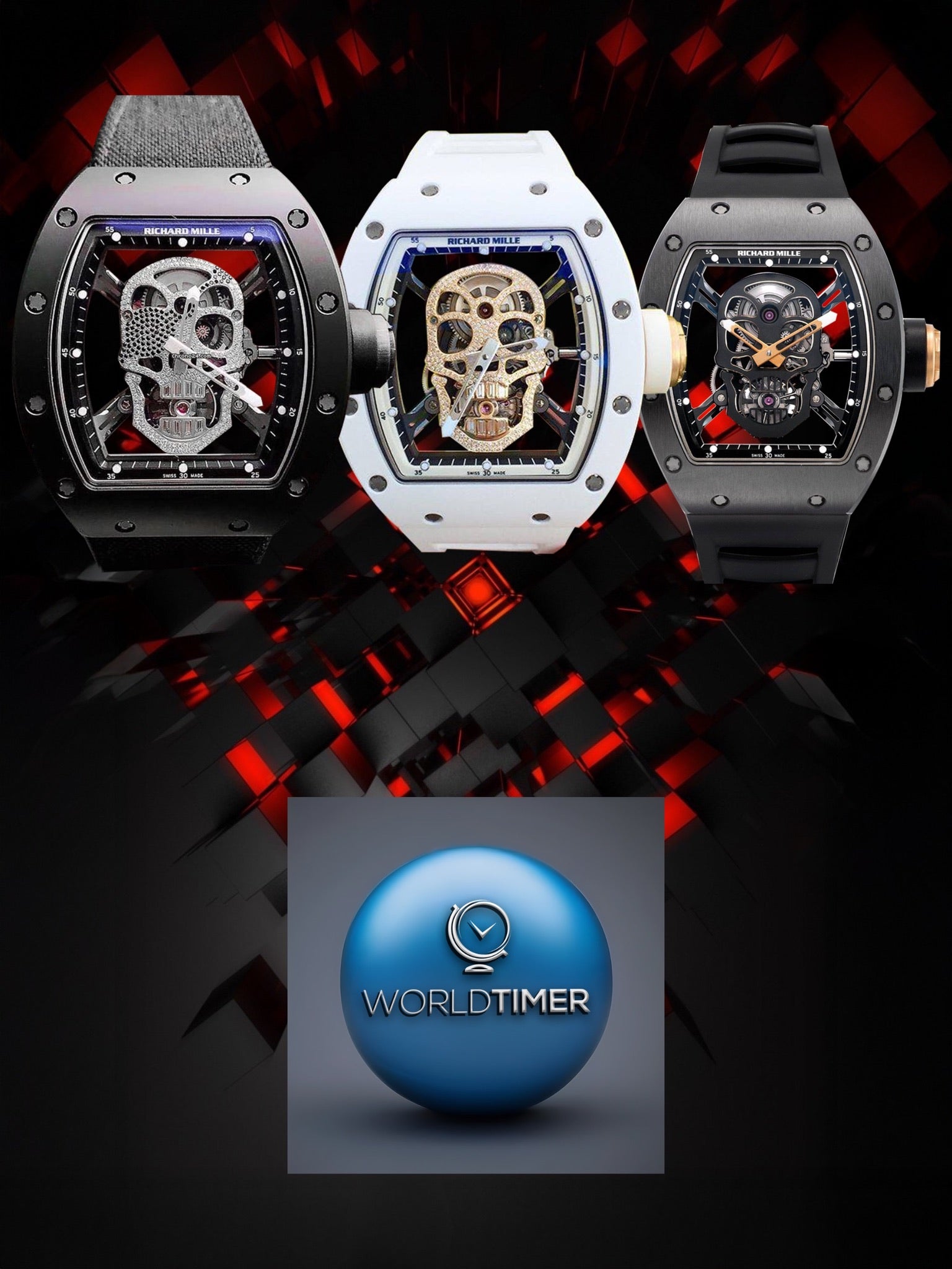 Richard Mille RM 52-01 Blue Quartz TPT Skull Tourbillon 理查德骷髅头 RM 52-01 蓝色 石英纤维 陀飞轮手表 | WORLDTIMER