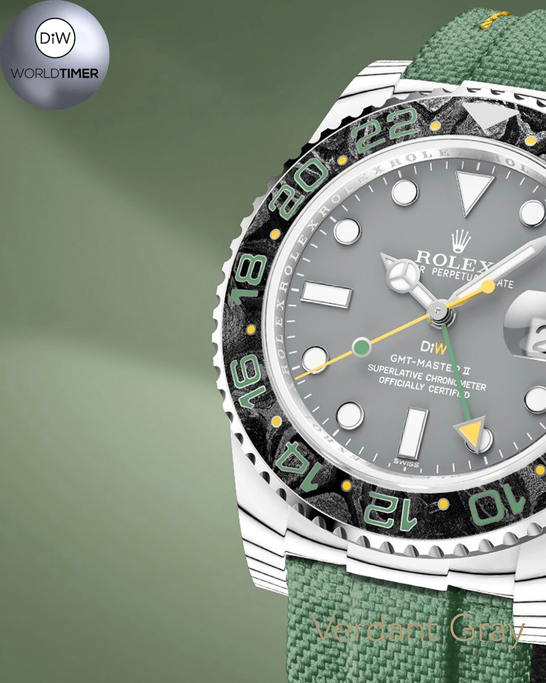 CarboQuartz DiW Rolex GMT Master VERDANT GRAY 劳力士格林尼治 | WORLDTIMER