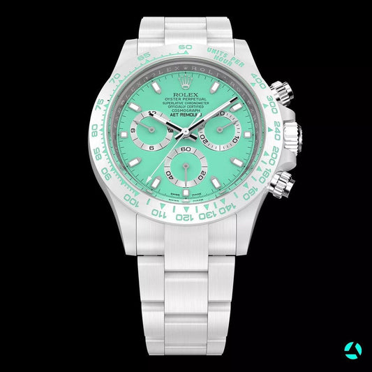 AET REMOULD Rolex Daytona BISCAY GREEN WHITE CERAMIC | WORLDTIMER