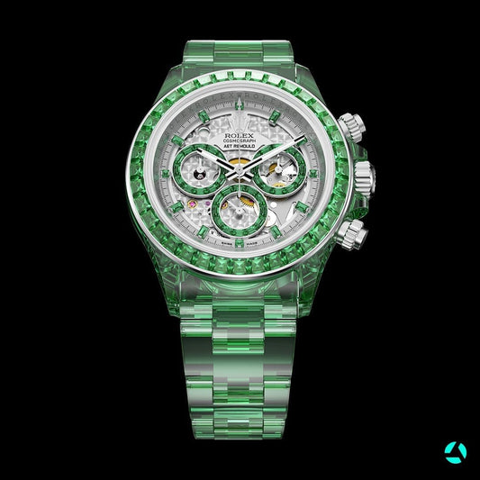 AET REMOULD Rolex Daytona GENESIS COLLECTION Gemstones Sapphire Watches 劳力士 地通拿 方钻透明手表 | WORLDTIMER