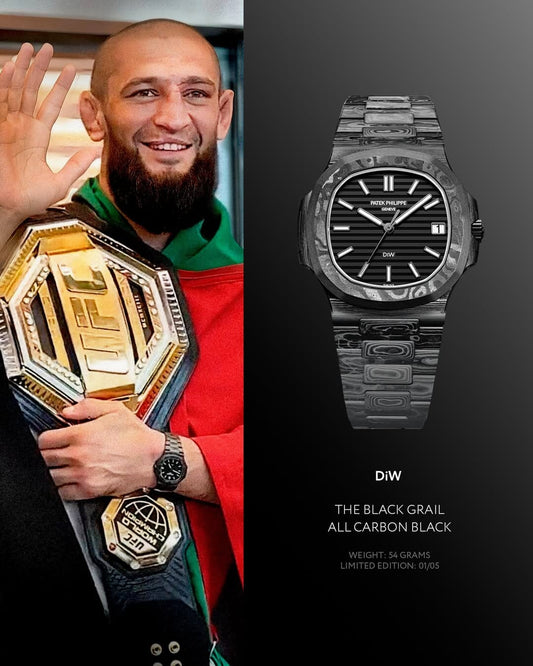 Chimaev Khamzat Patek Philippe Nautilus DiW ALL CARBON BLACK NTPT 碳纤维 百达翡丽鹦鹉螺 | WORLDTIMER