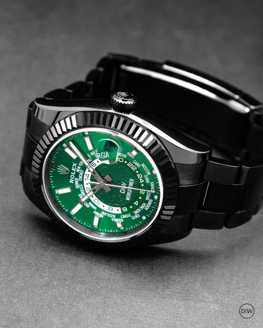 DiW Rolex Sky Dweller 326934 "BLACK DLC GREEN" | WORLDTIMER