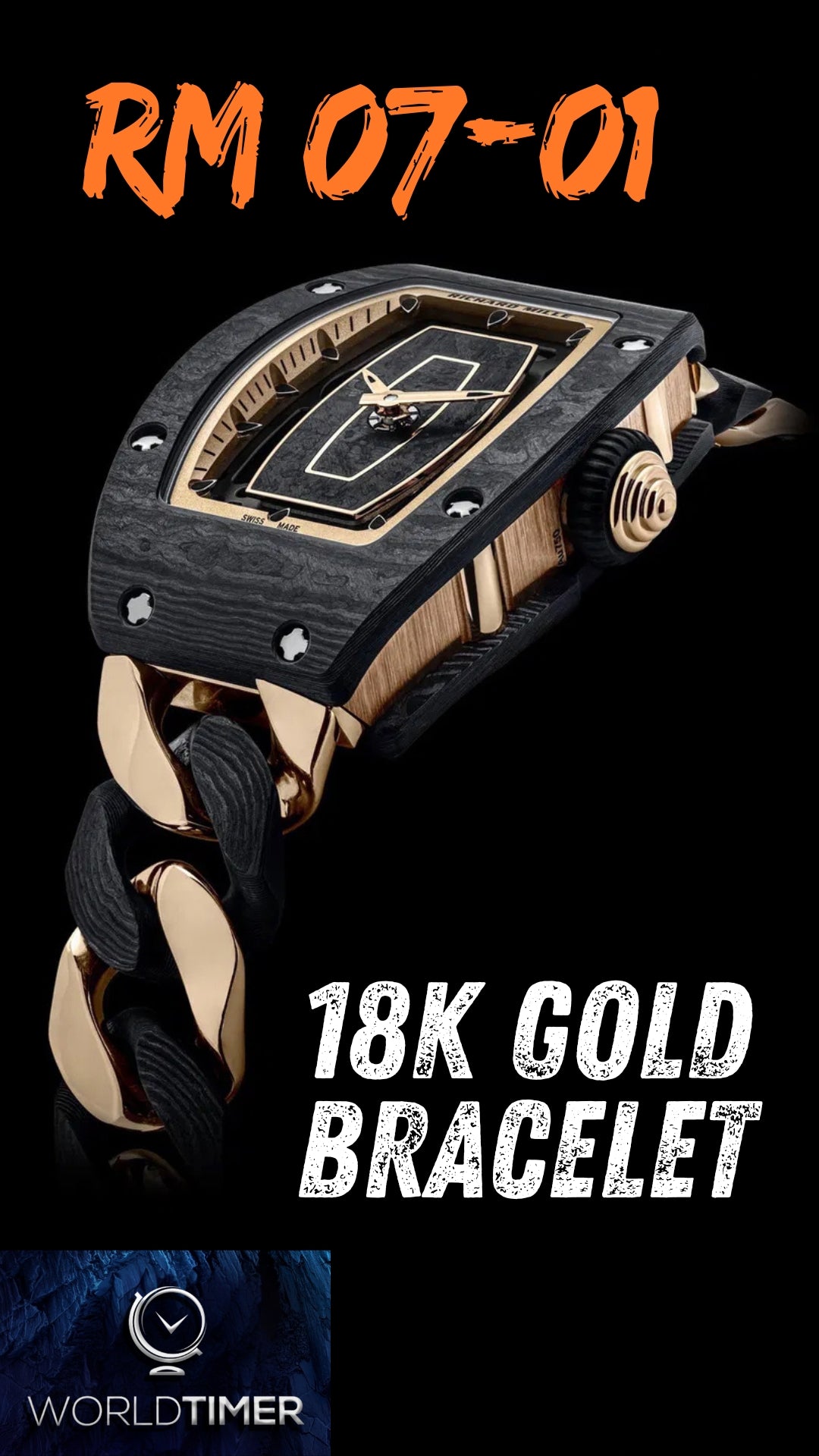 Brand New Richard Mille RM 07-01 18K Gold Bracelet | WORLDTIMER
