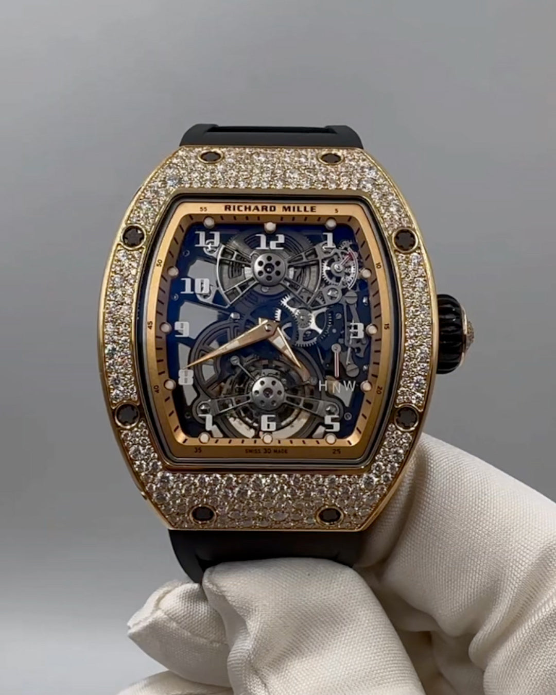 Brand New Richard Mille RM 17-01 Tourbillon Red Gold Snow Set 理查德米勒 RM 17-01 红金雪花镶嵌 陀⾶轮腕表 | WORLDTIMER