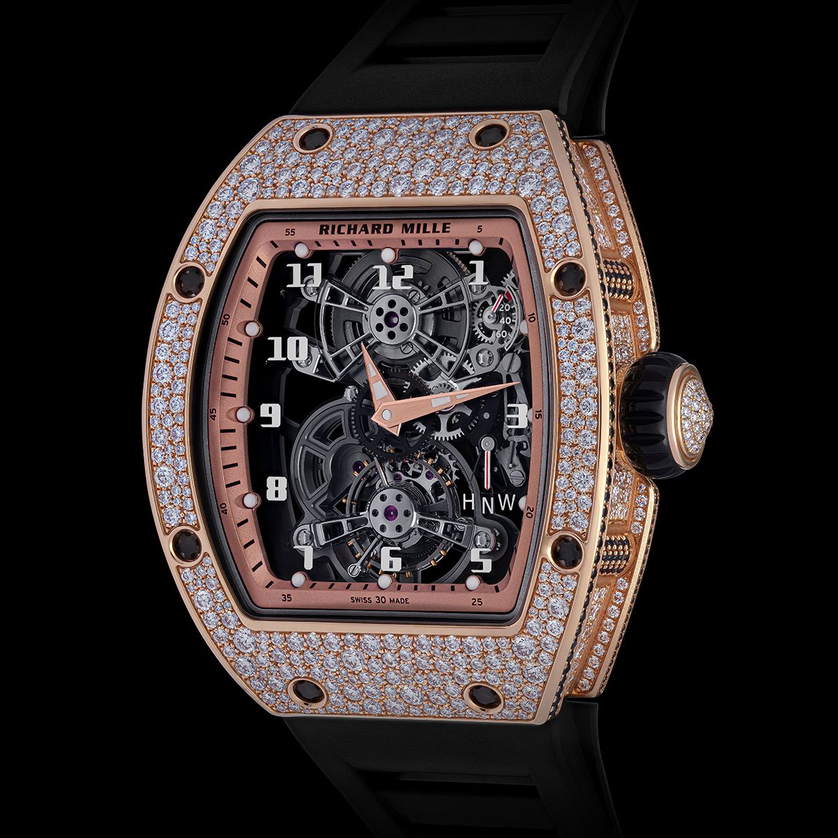 Brand New Richard Mille RM 17-01 Tourbillon Red Gold Snow Set 理查德米勒 RM 17-01 红金雪花镶嵌 陀⾶轮腕表 | WORLDTIMER