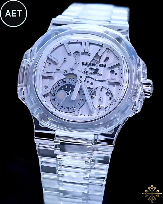 The AET REMOULD Full Sapphire Patek Nautilus 5712: The Pinnacle of Timepiece Brilliance | 终极代表作:百达翡丽金鹰 蓝宝石全透明 Nautilus 5712 | WORLDTIMER