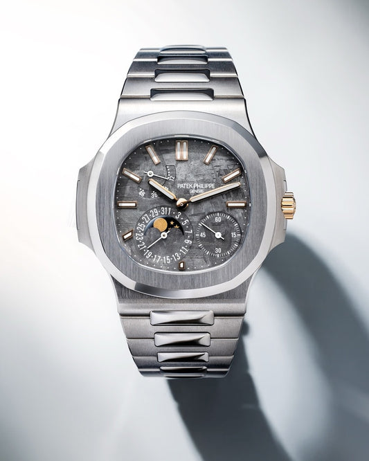 Discontinued Patek 5712 REBORN in Titanium and Meteorite Dial, Only 86.7g DiW 陨石表盘 百达翡丽5712 钛金属鹦鹉螺 月相腕表 | WORLDTIMER