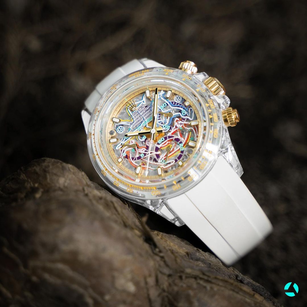AET REMOULD 勞力士 地通拿 FOOTBALL FEAST 藍寶石水晶透明手錶 Rolex Sapphire Daytona | WORLDTIMER