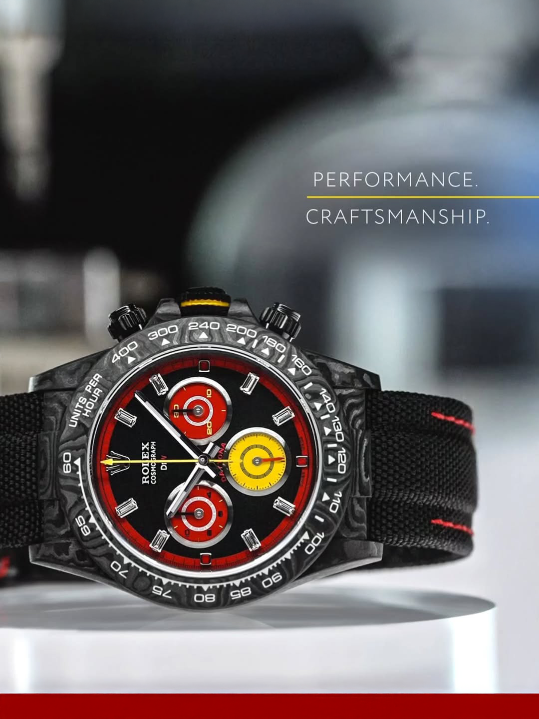 F1 Racing Inspired DiW Rolex Carbon Daytona 独一无二 F1灵感 劳力士DiW 碳纤维迪士通拿 | WORLDTIMER