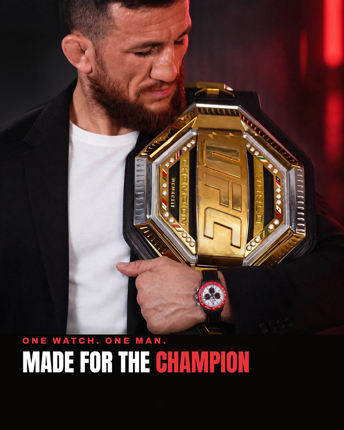 Merab Dvalishvili Rolex DiW Daytona UFC Champion Watch UFC冠军 劳力士 DiW迪通拿 独一无二腕表  | WORLDTIMER