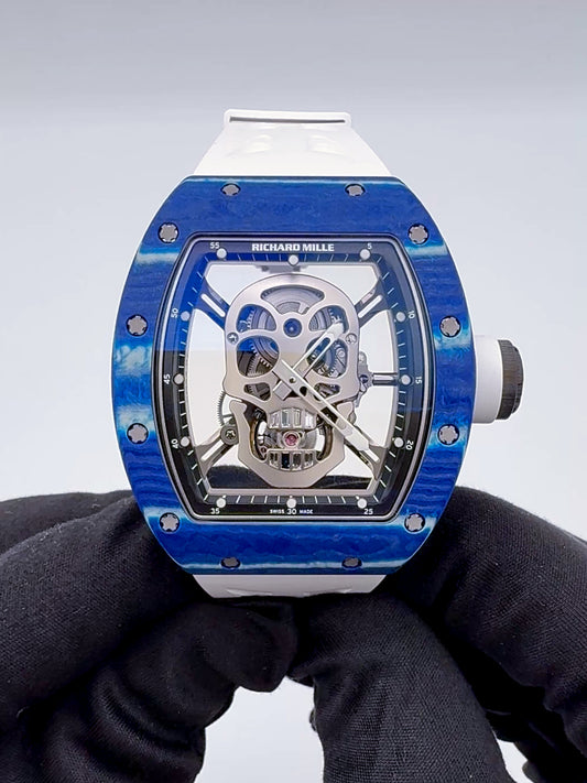 Richard Mille Skull RM 52-01 Blue Quartz TPT Tourbillon 理查德米勒骷髅头 RM 52-01 蓝色 石英纤维 陀飞轮手表 | WORLDTIMER