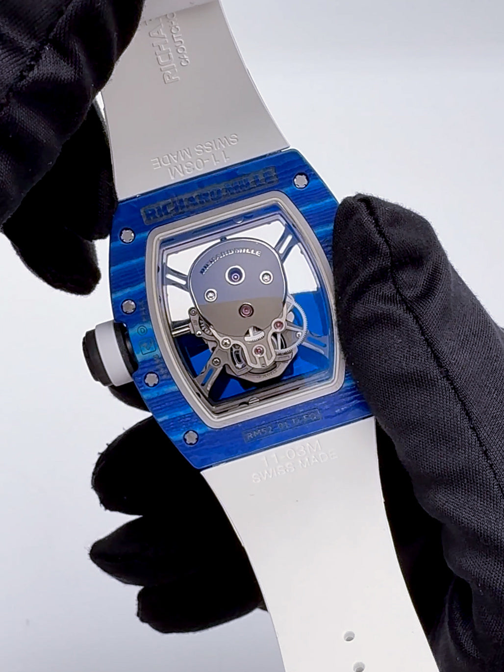 Richard Mille RM 52-01 Blue Quartz TPT Skull Tourbillon 理查德骷髅头 RM 52-01 蓝色 石英纤维 陀飞轮手表 | WORLDTIMER