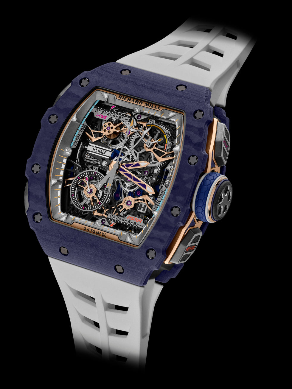 Richard Mille RM 41-01 Tourbillon Soccer Dark Blue Quartz TPT 理查德米勒 RM 41-01 深蓝色 手动上链陀飞轮回拨计时足球表 | WORLDTIMER