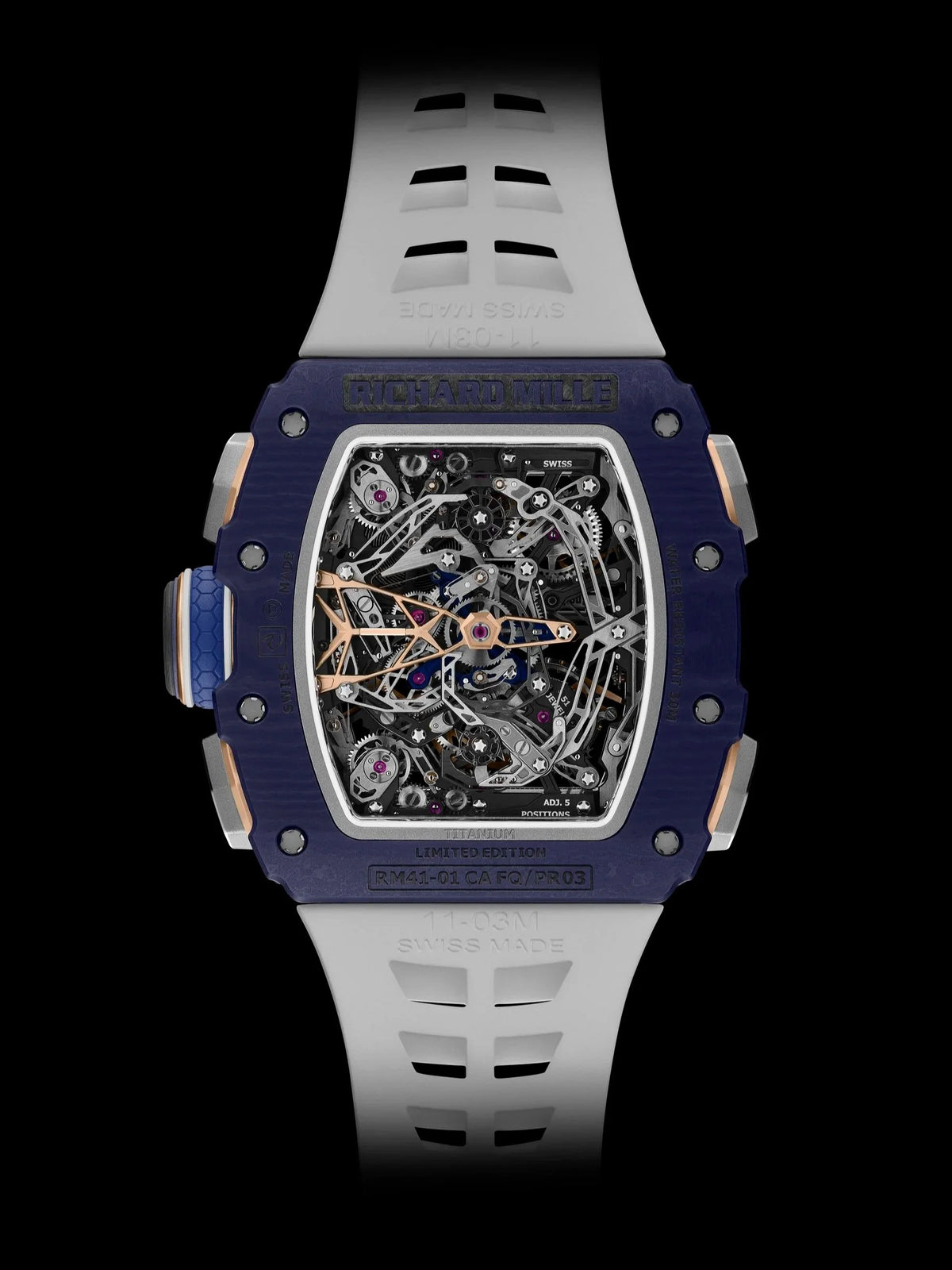 Richard Mille RM 41-01 Tourbillon Soccer Dark Blue Quartz TPT 理查德米勒 RM 41-01 深蓝色 手动上链陀飞轮回拨计时足球表 | WORLDTIMER