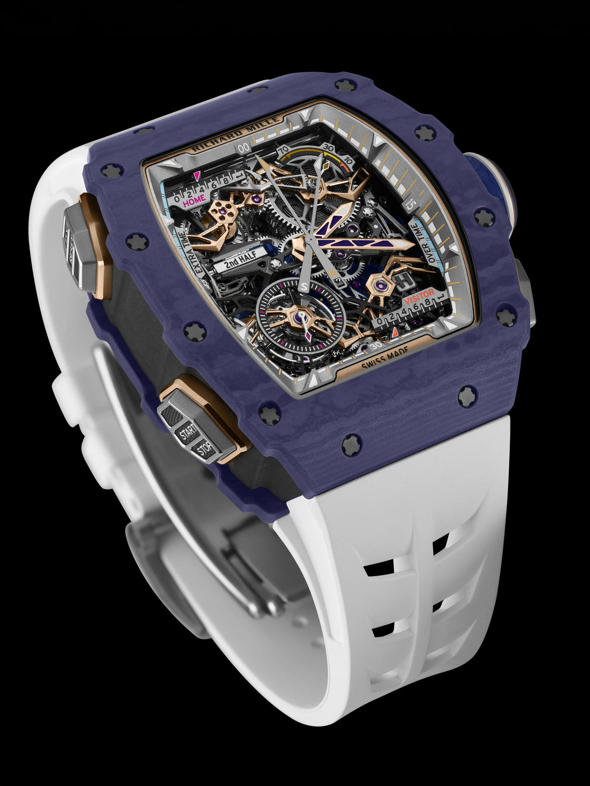 Richard Mille RM 41-01 Tourbillon Soccer Dark Blue Quartz TPT 理查德米勒 RM 41-01 深蓝色 手动上链陀飞轮回拨计时足球表 | WORLDTIMER