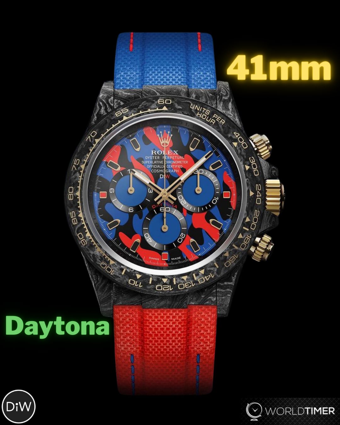 Rolex 41mm Daytona by DiW, First In Rolex WatchMaking | DiW 首创 「劳力士41毫米迪通拿」，震撼表坛 | WORLDTIMER