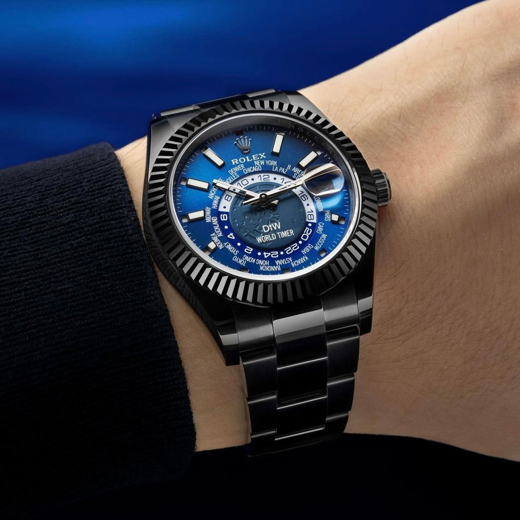 DiW Rolex Sky Dweller BLACK DLC BLUE 326934 | WORLDTIMER