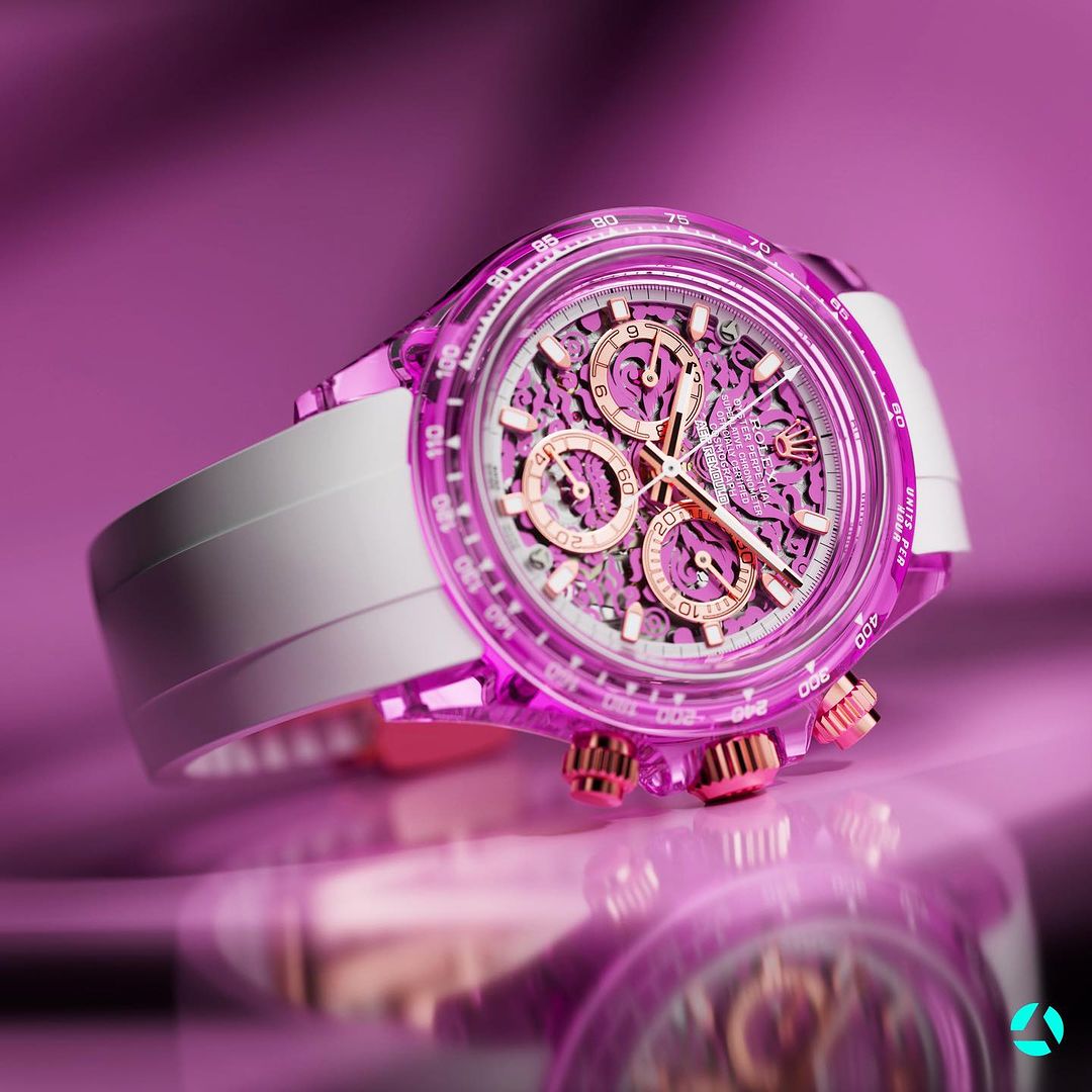 Rolex Daytona AET Remould COLOR LOONG 2024 EDITION ROSE 劳力士迪通拿 透明手表 | WORLDTIMER