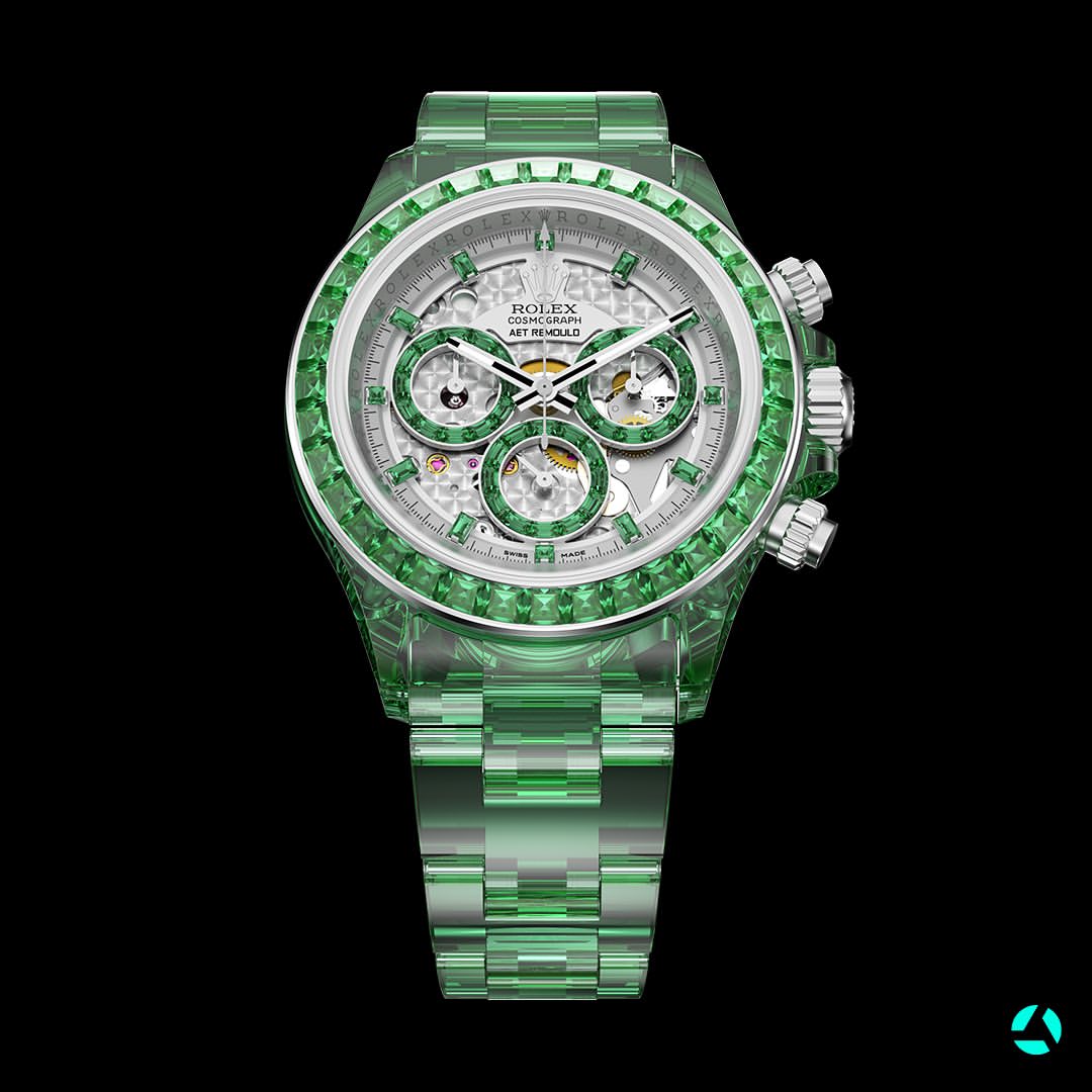 AET REMOULD Rolex Daytona GENESIS COLLECTION Gemstones Sapphire Watches 劳力士 地通拿 方钻透明手表 | WORLDTIMER