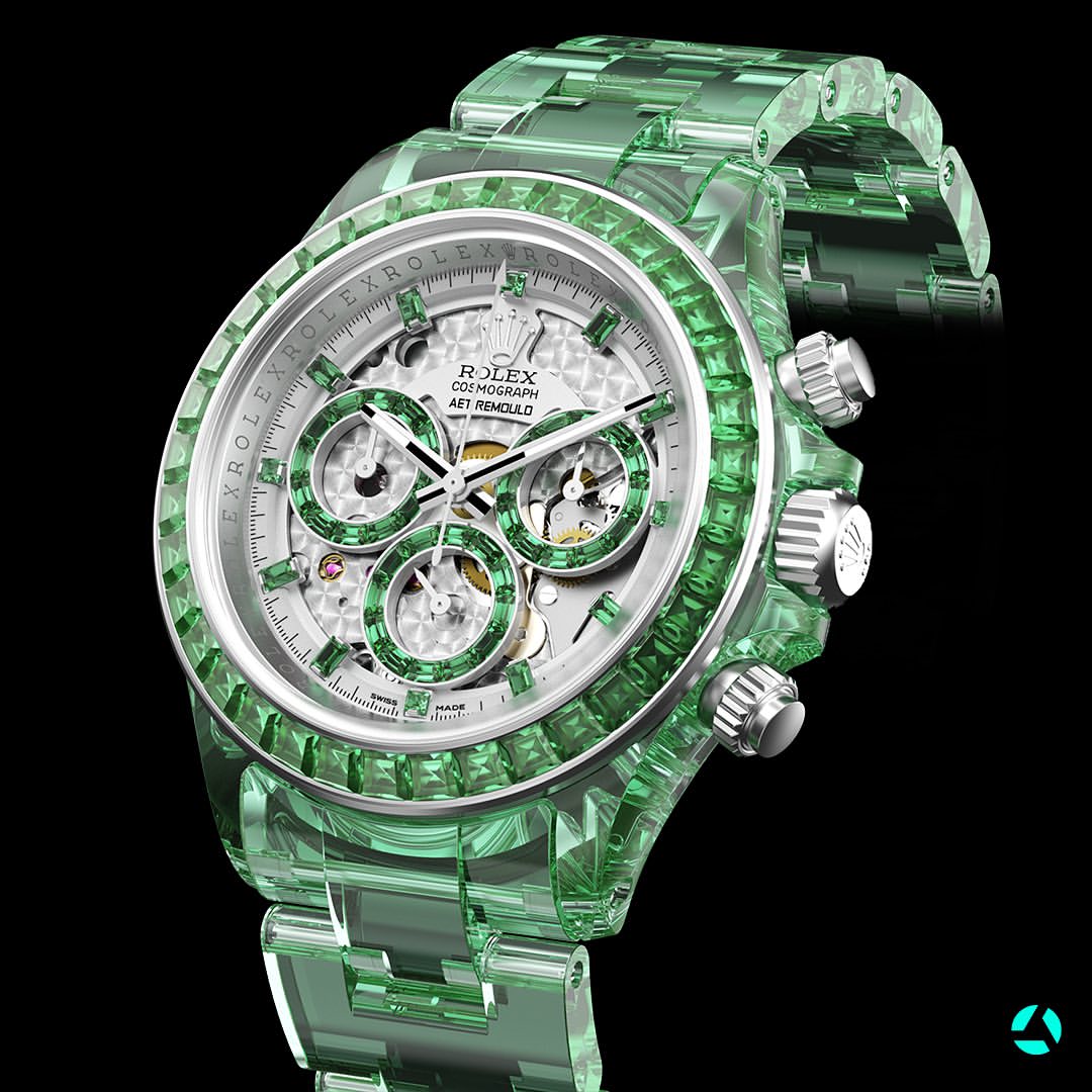 AET REMOULD Rolex Daytona GENESIS COLLECTION Gemstones Sapphire Watches 劳力士 地通拿 方钻透明手表 | WORLDTIMER