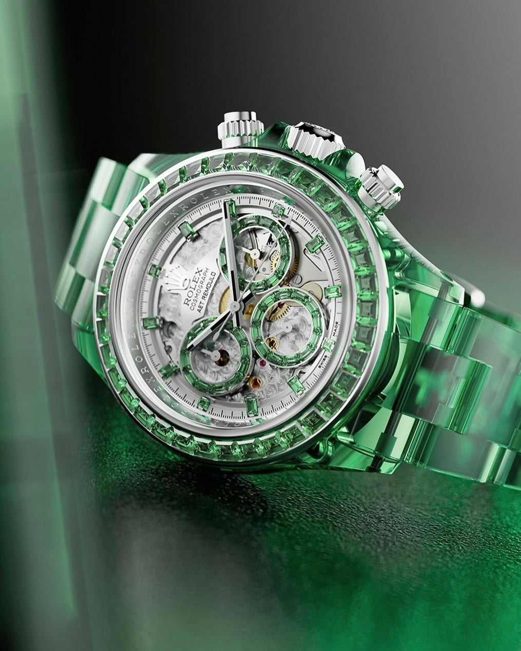 Full Sapphire Rolex Daytona AET Remould VERDANT MARVEL 劳力士蓝宝石 水晶迪通拿 | WORLDTIMER