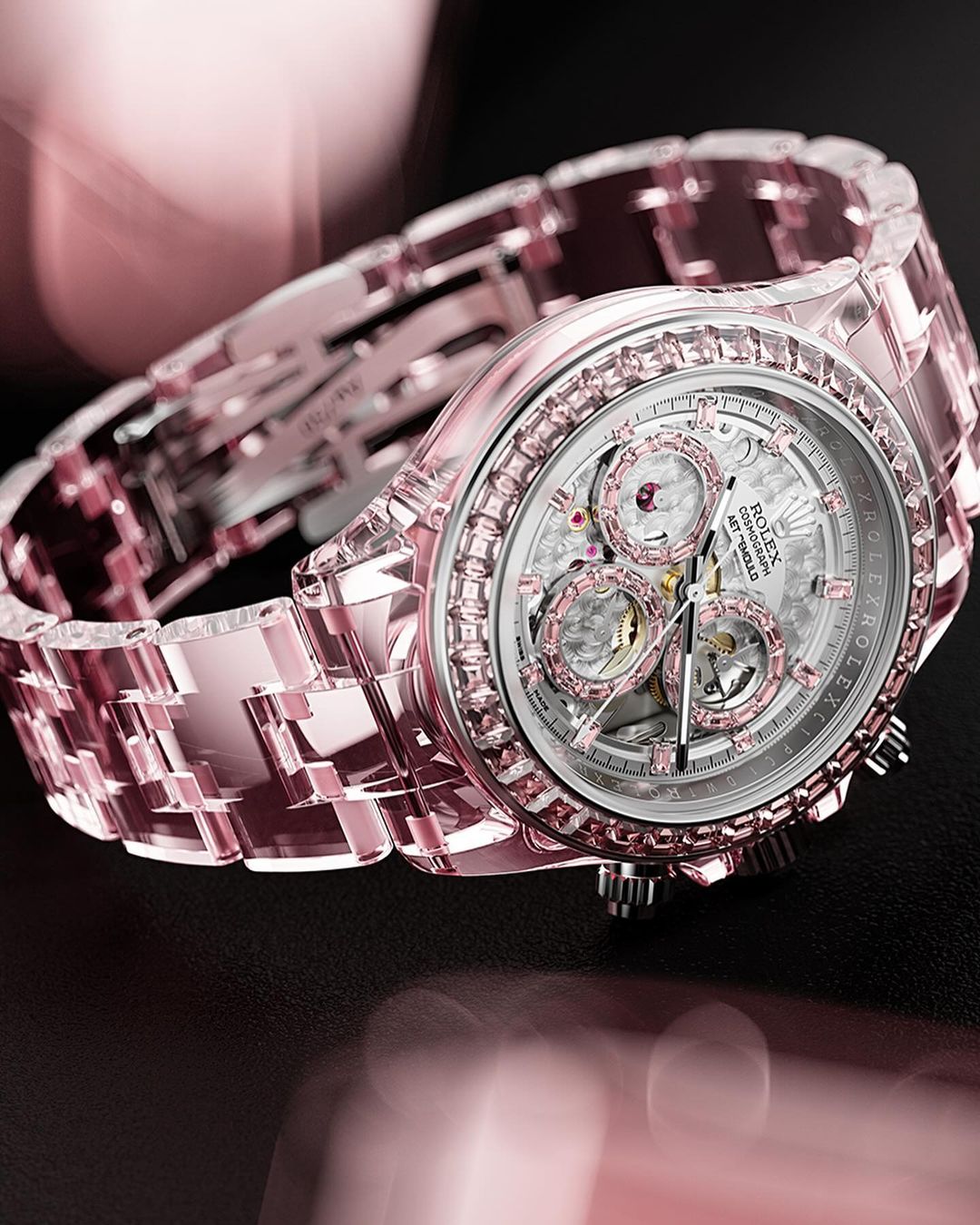 AET REMOULD Rolex Daytona "ROSE FANTASY" Full Sapphire Watch 勞力士 藍寶石地通拿 全透明手錶 | WORLDTIMER
