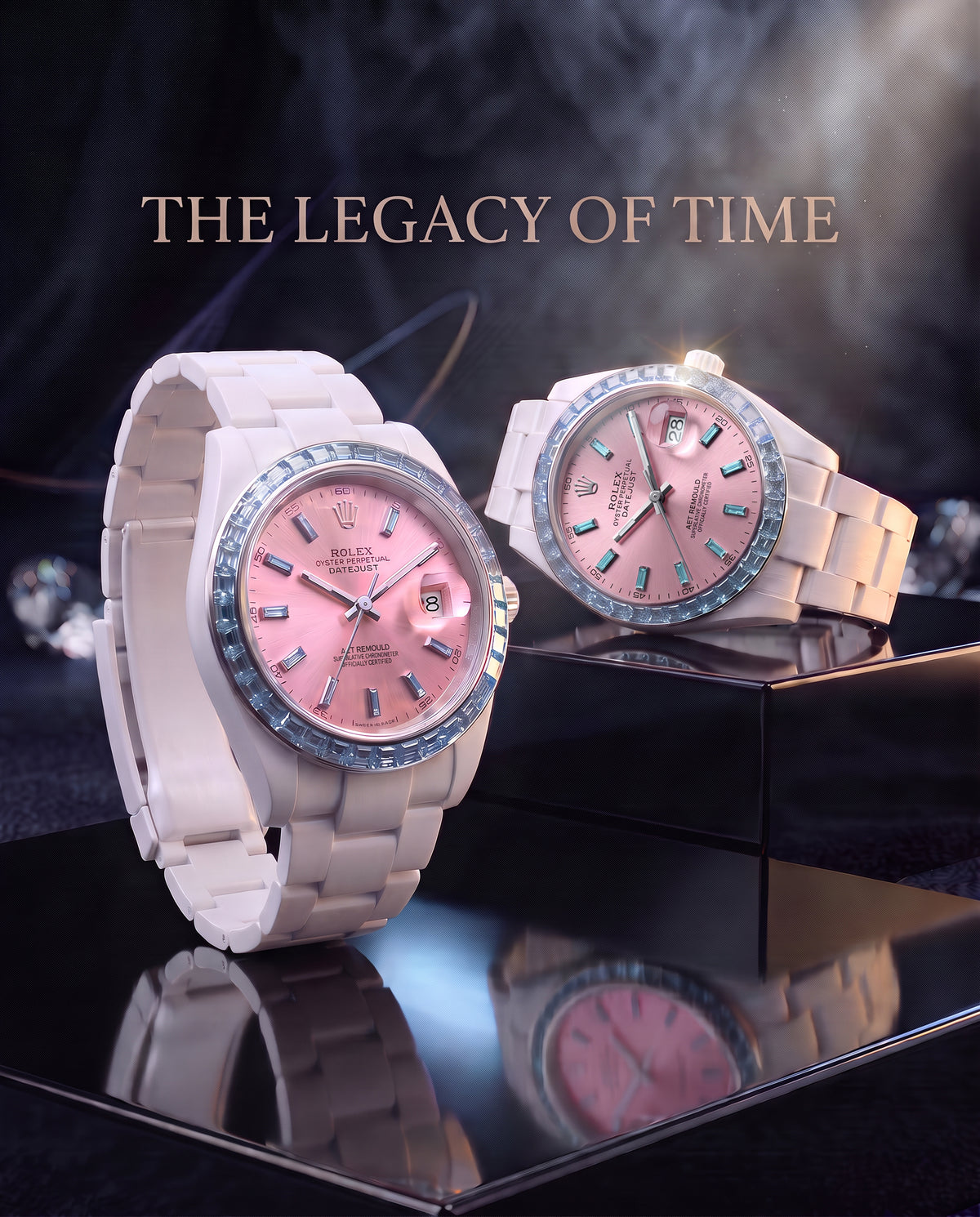 AET REMOULD Rolex Ceramic Datejust AQUAMARINE ROSE Gemstone Watch 首枚镶嵌36颗天然宝石的陶瓷 劳力士日志型 | WORLDTIMER