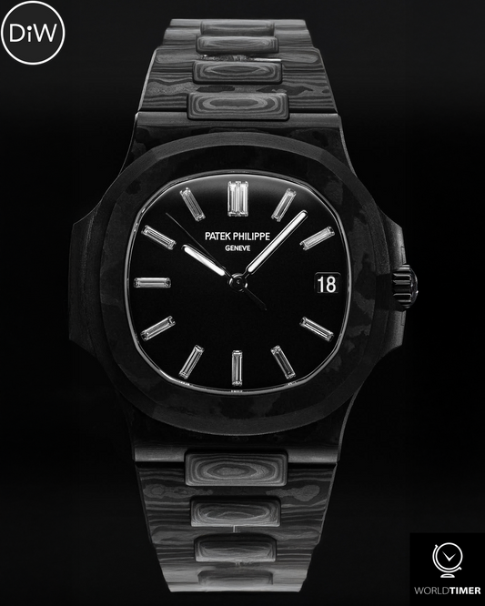 DiW Patek Nautilus BLACK GRAIL DIAMOND MARKERS All Carbon 百达翡丽Nautilus 5711 全碳纤维钻石刻度 | WORLDTIMER