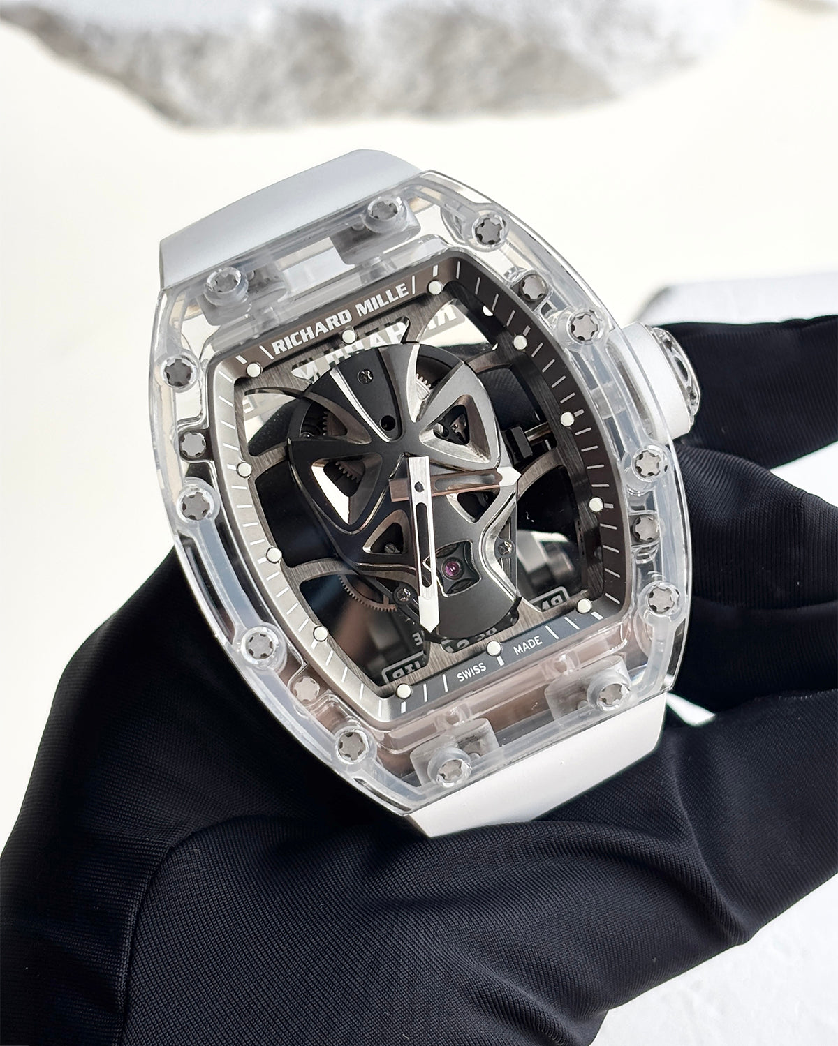 Richard Mille RM 52-06 Sapphire Mask Tourbillon by AET REMOULD 理查德米勒水晶 RM 52-06 面具陀飞轮 AET REMOULD 面具蓝宝石水晶手表 | WORLDTIMER