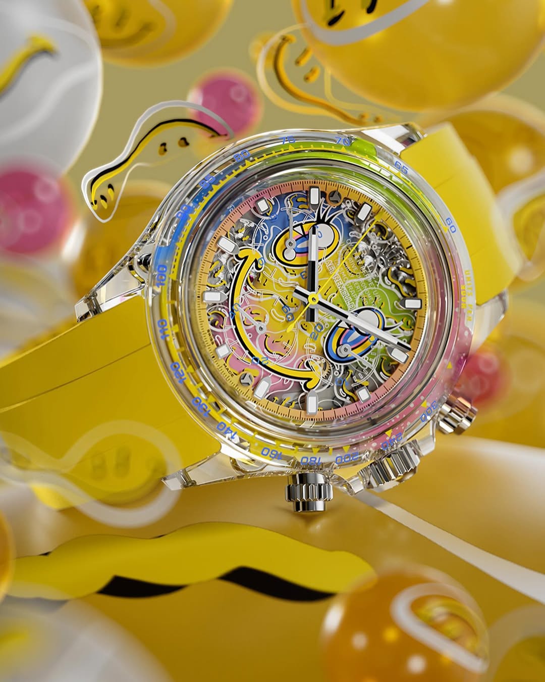 AET REMOULD Sapphire Rolex Daytona SMILE 劳力士 水晶迪通拿 哈哈笑 蓝宝石透明腕表 | WORLDTIMER