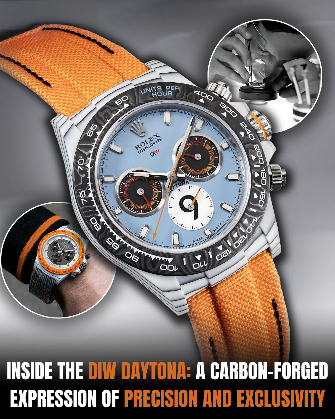 MOTORSPORT Inspired Rolex DiW Daytona CarboQuartz 独一无二赛车运动灵感 劳力士DiW 石英纤维迪通拿 | WORLDTIMER