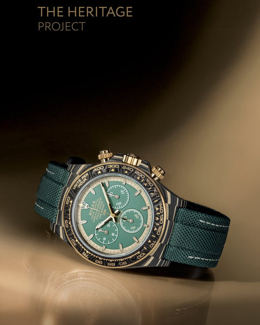 DiW Rolex Gold Daytona HERITAGE — Crafted in NTPT Carbon & CarboQuartz 劳力士DiW 金迪通拿 HERITAGE (4131 机芯｜126503) | WORLDTIMER