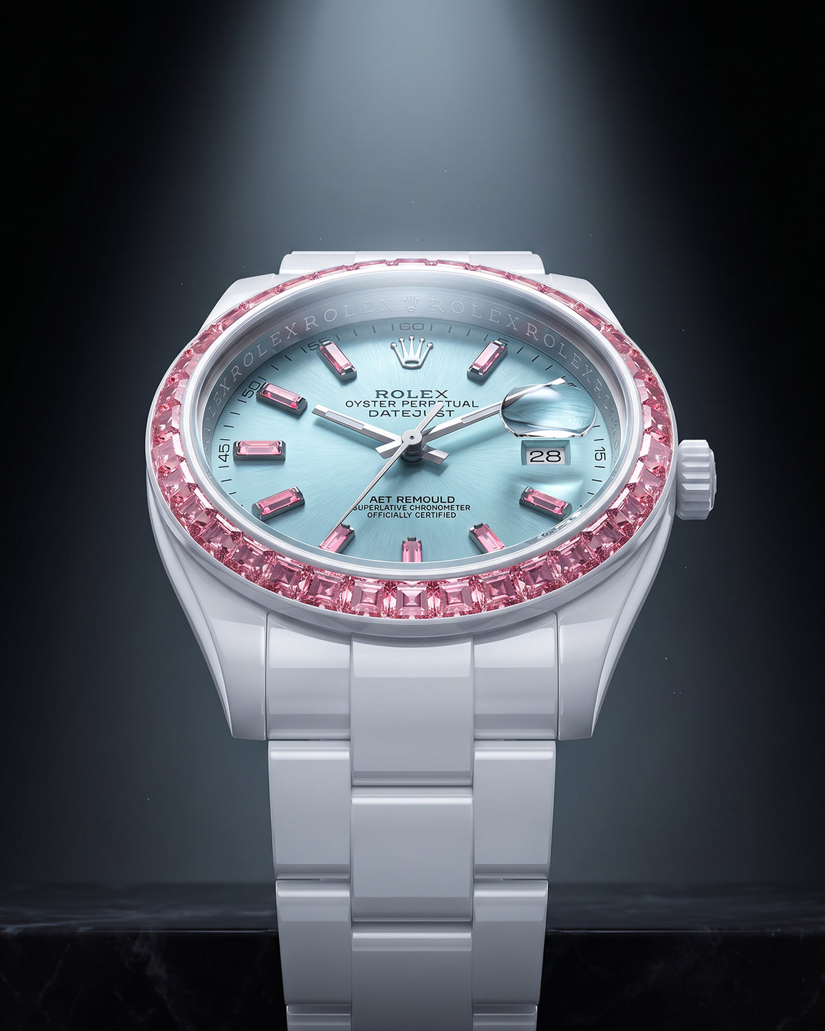 MORGANITE AQUA AET REMOULD Rolex Ceramic Datejust EPOCH 系列 白陶瓷劳力士 宝石日志型  | WORLDTIMER