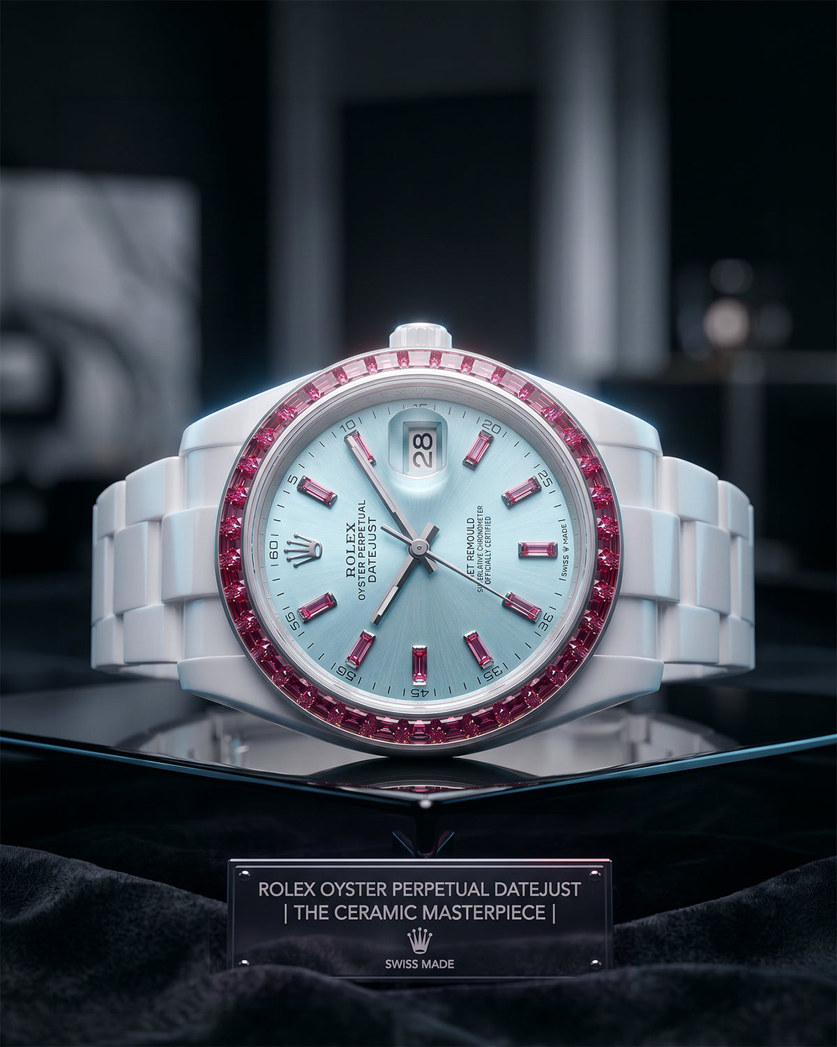 AET REMOULD MORGANITE AQUA Rolex Ceramic Datejust EPOCH 系列 白陶瓷劳力士 宝石日志型  | WORLDTIMER