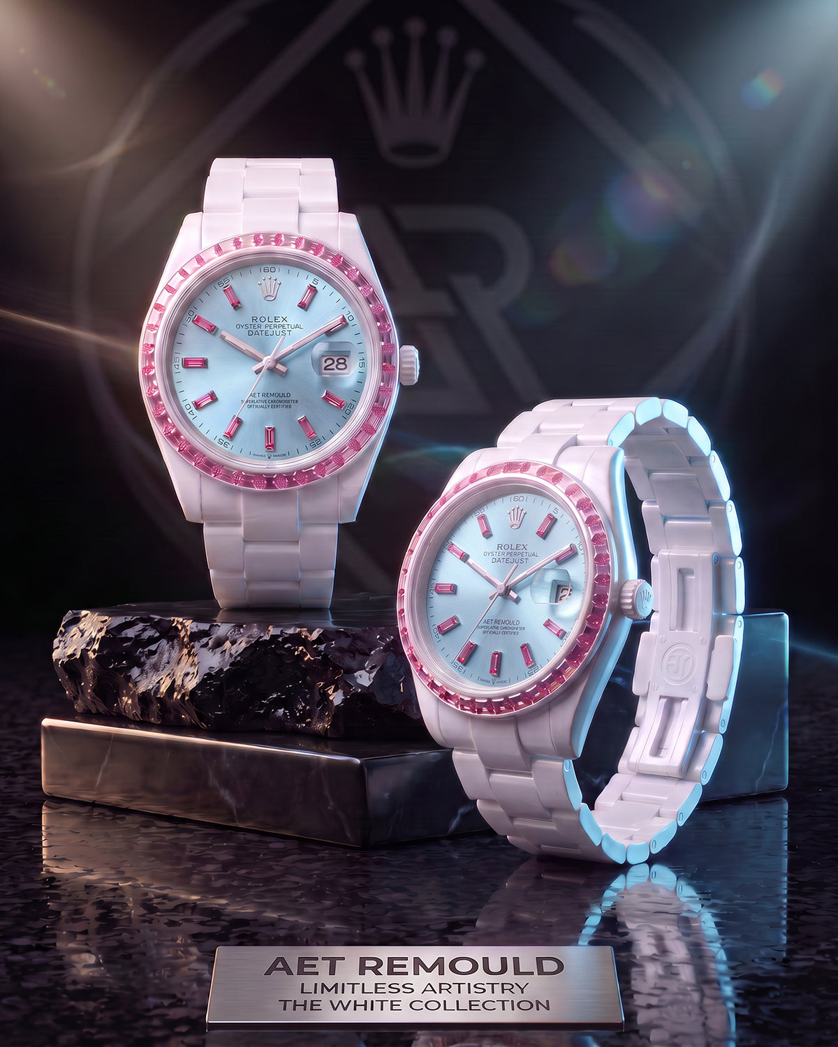 MORGANITE AQUA AET REMOULD Rolex Ceramic Datejust EPOCH 系列 白陶瓷劳力士 宝石日志型  | WORLDTIMER