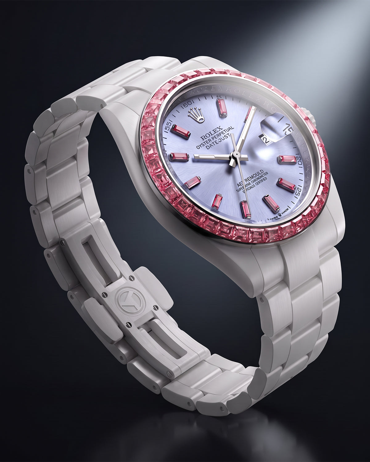 AET REMOULD EPOCH MORGANITE SMOKY VIOLET - First Ceramic Rolex Datejust with 36 Natural Gemstones | 首枚镶嵌天然宝石的陶瓷日志型 | WORLDTIMER