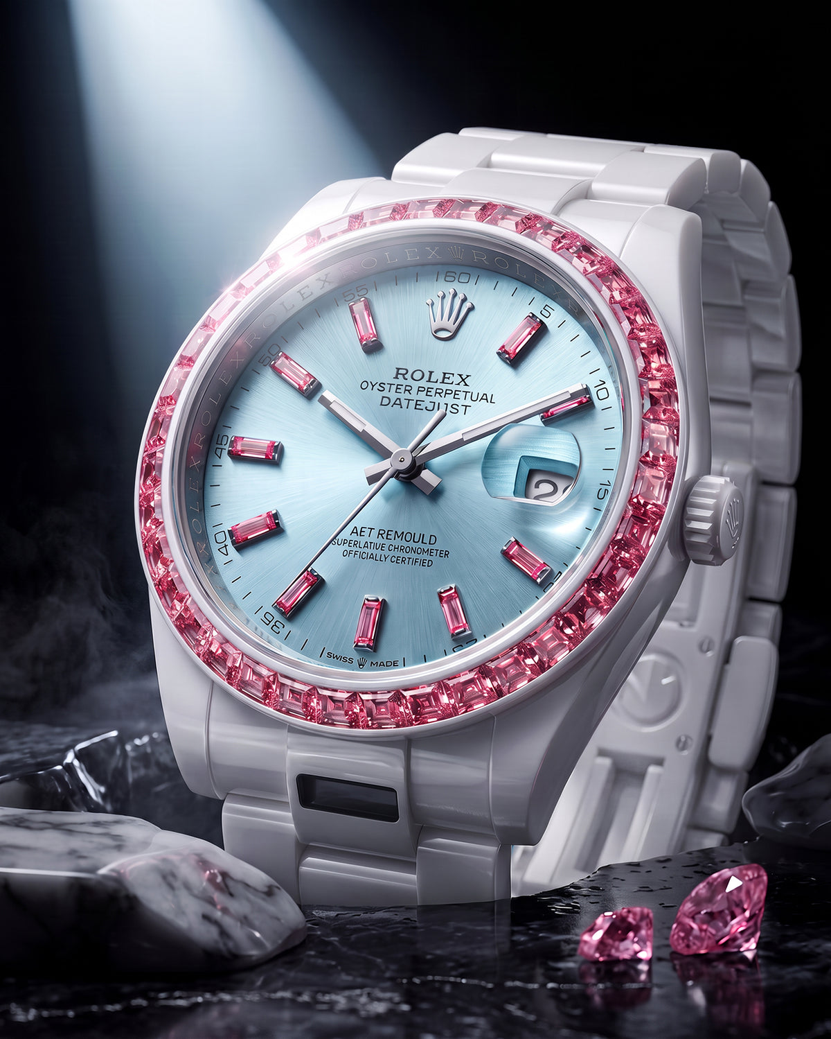 MORGANITE AQUA AET REMOULD Rolex Ceramic Datejust EPOCH 系列 白陶瓷劳力士 宝石日志型  | WORLDTIMER