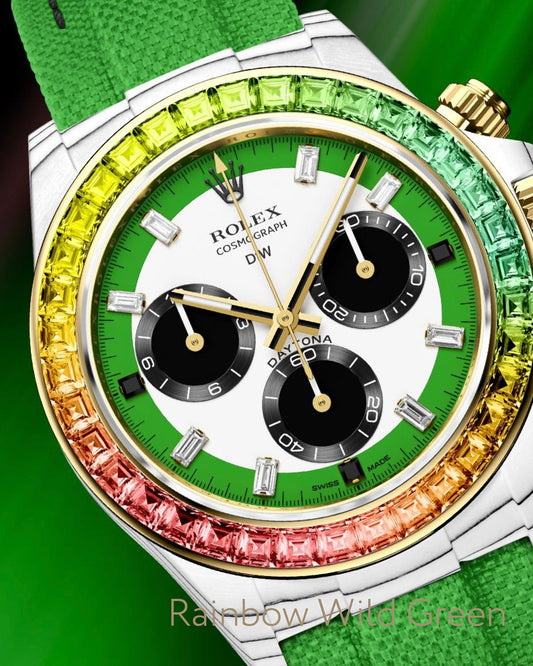 CarboQuartz DiW Rolex Daytona RAINBOW WILD GREEN 劳力士彩虹圈 DiW迪通拿 | WORLDTIMER