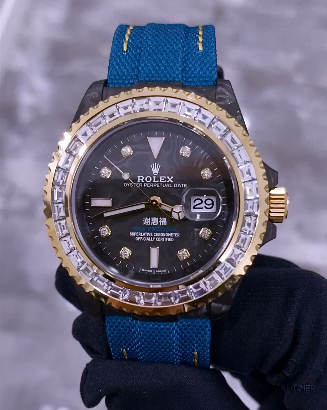 NTPT Carbon Rolex DiW Sea Dweller TURQUISE BAGUETTE 谢惠福 劳力士海使型 | WORLDTIMER