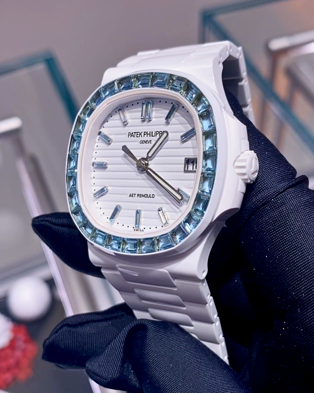 AET REMOULD Patek Nautilus AQUAMARINE 百达翡丽 鹦鹉螺5711 全陶瓷手表 | WORLDTIMER