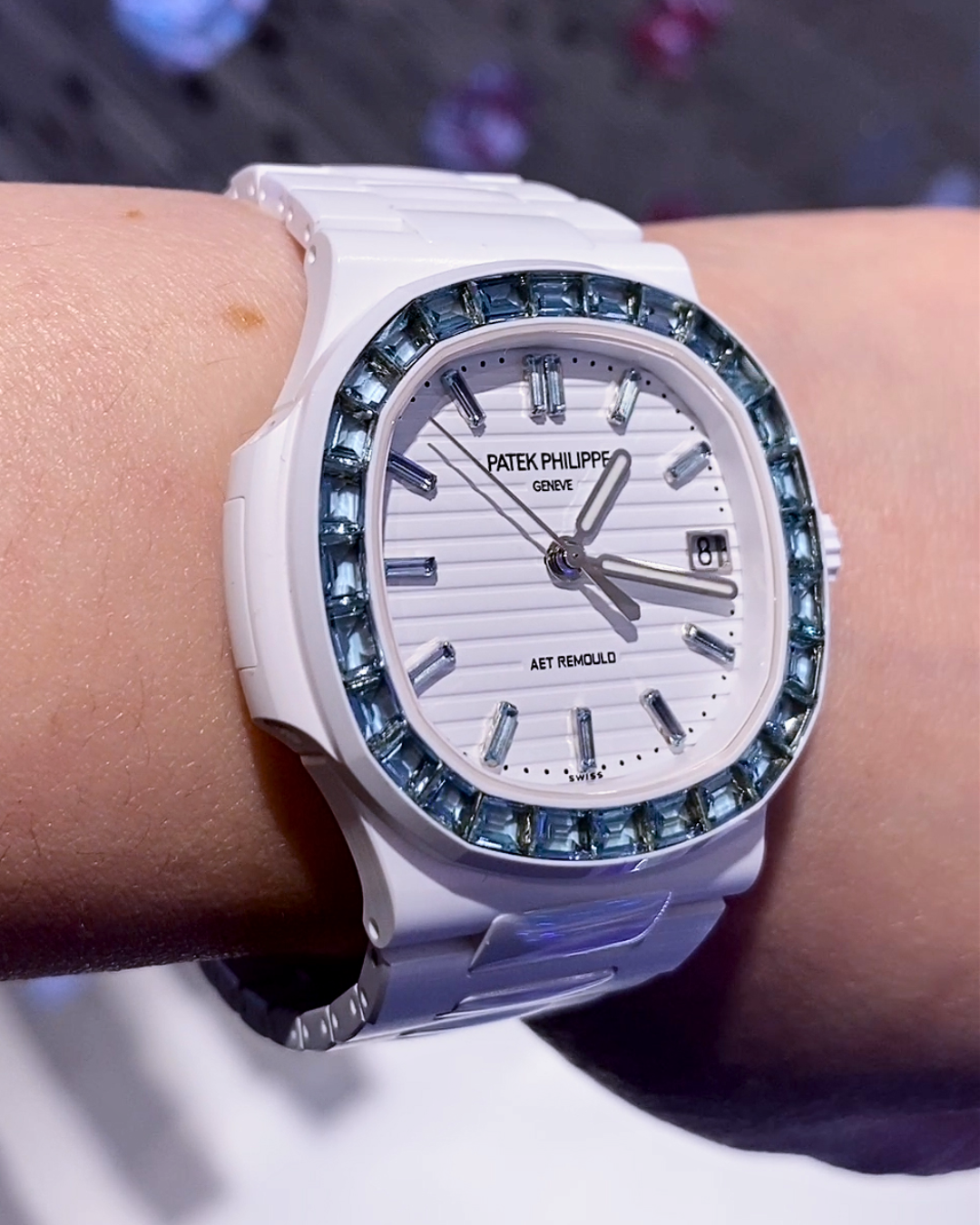 AET REMOULD Patek Nautilus AQUAMARINE 百达翡丽 鹦鹉螺5711 全陶瓷手表 | WORLDTIMER