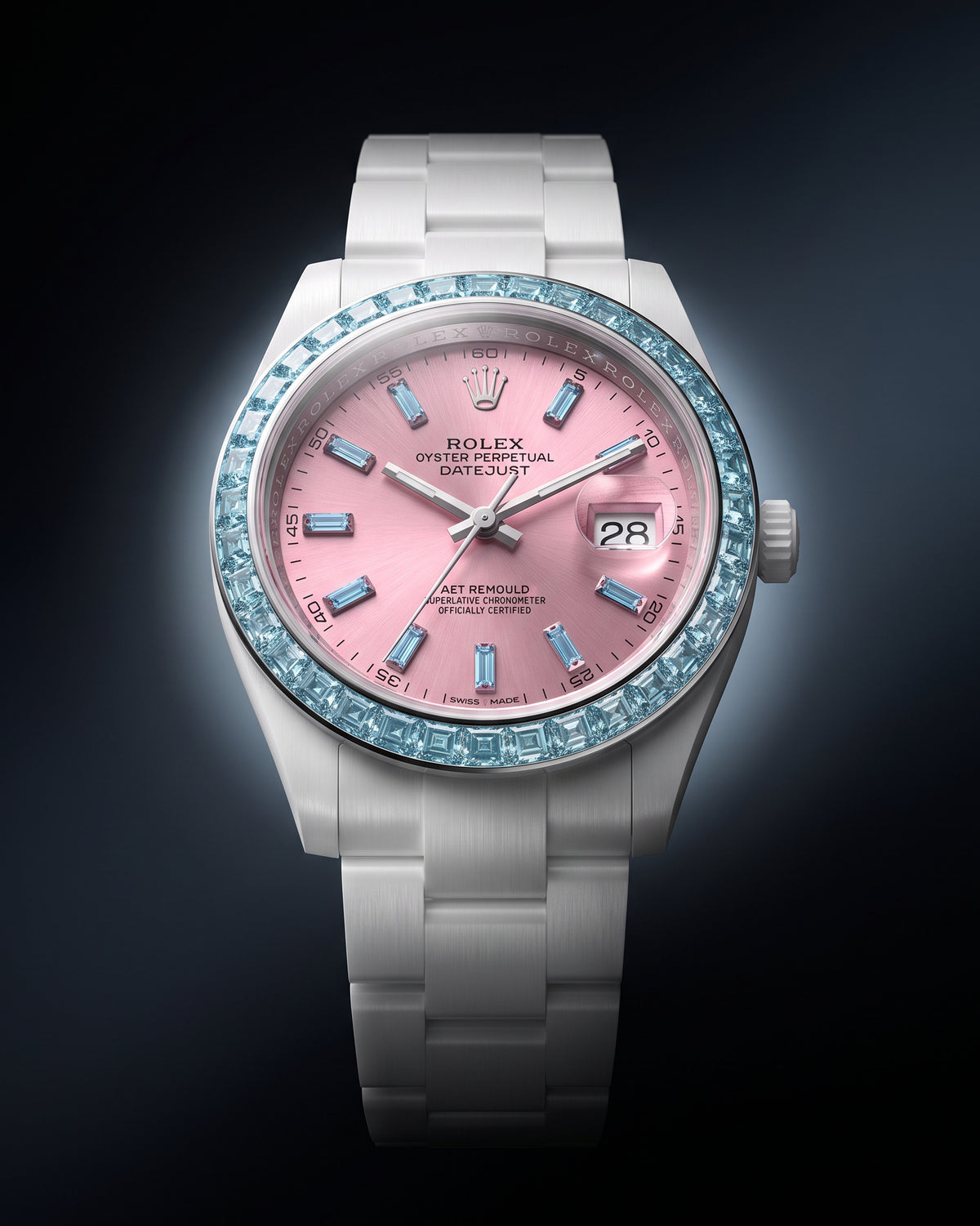 AET REMOULD Rolex Ceramic Datejust AQUAMARINE ROSE Gemstone Watch 首枚镶嵌36颗天然宝石的陶瓷 劳力士日志型 | WORLDTIMER