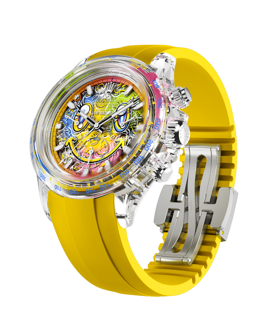 AET REMOULD Sapphire Rolex Daytona SMILE 劳力士 水晶迪通拿 哈哈笑 蓝宝石透明腕表 | WORLDTIMER