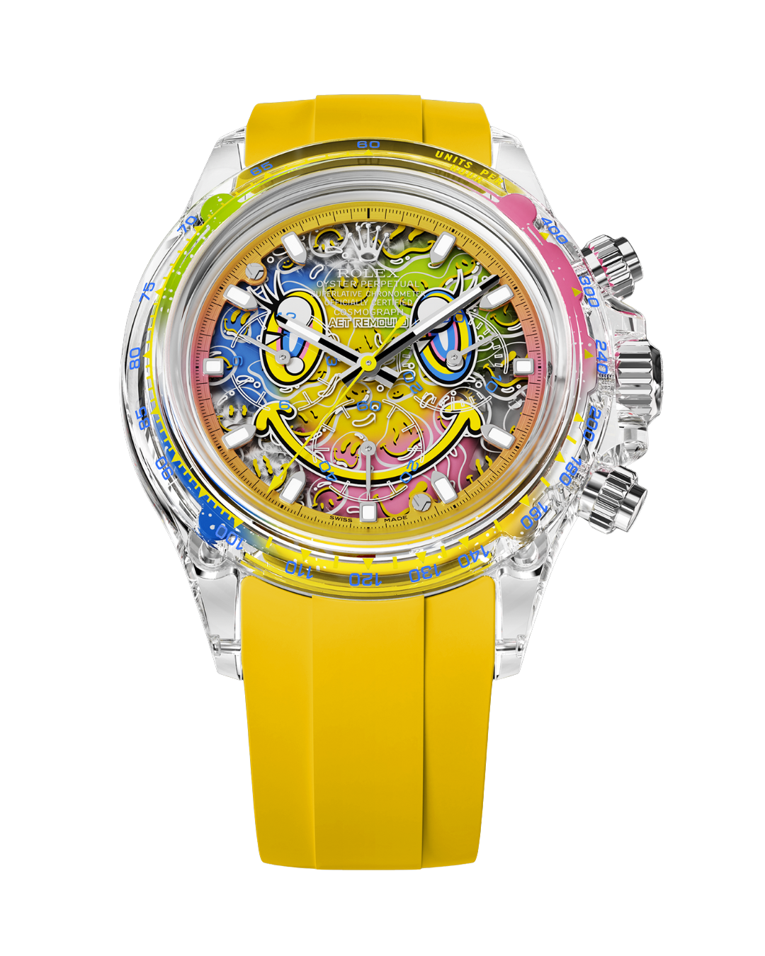 AET REMOULD Sapphire Rolex Daytona SMILE 劳力士 水晶迪通拿 哈哈笑 蓝宝石透明腕表 | WORLDTIMER
