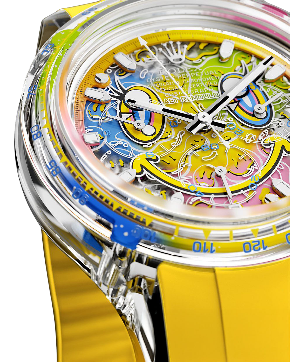 AET REMOULD Sapphire Rolex Daytona SMILE 劳力士 水晶迪通拿 哈哈笑 蓝宝石透明腕表 | WORLDTIMER