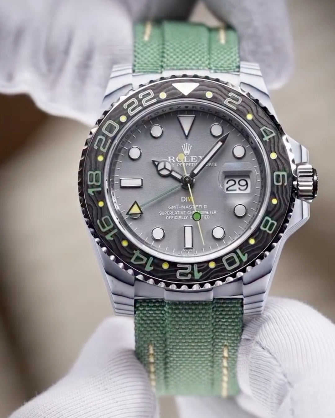 CarboQuartz DiW Rolex GMT Master VERDANT GRAY 劳力士格林尼治 | WORLDTIMER